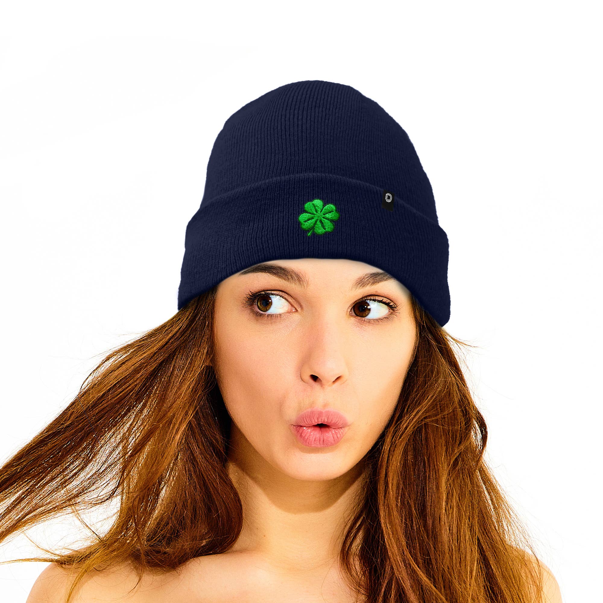Dalix - Wholesale Beanie - Women's - Dalix Embroidered Clover Beanie Cap Cuffed Knit Hat Women39