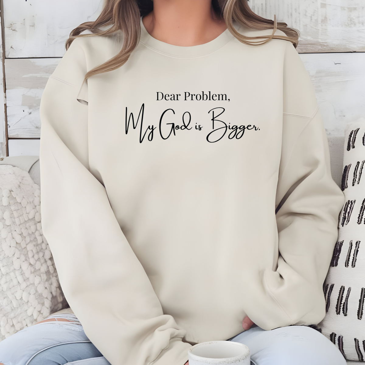 Love Ann Joy Apparel, LLC - Wholesale Graphic Sweatshirt - Women's - My God is Bigger Christian Sweatshirt4