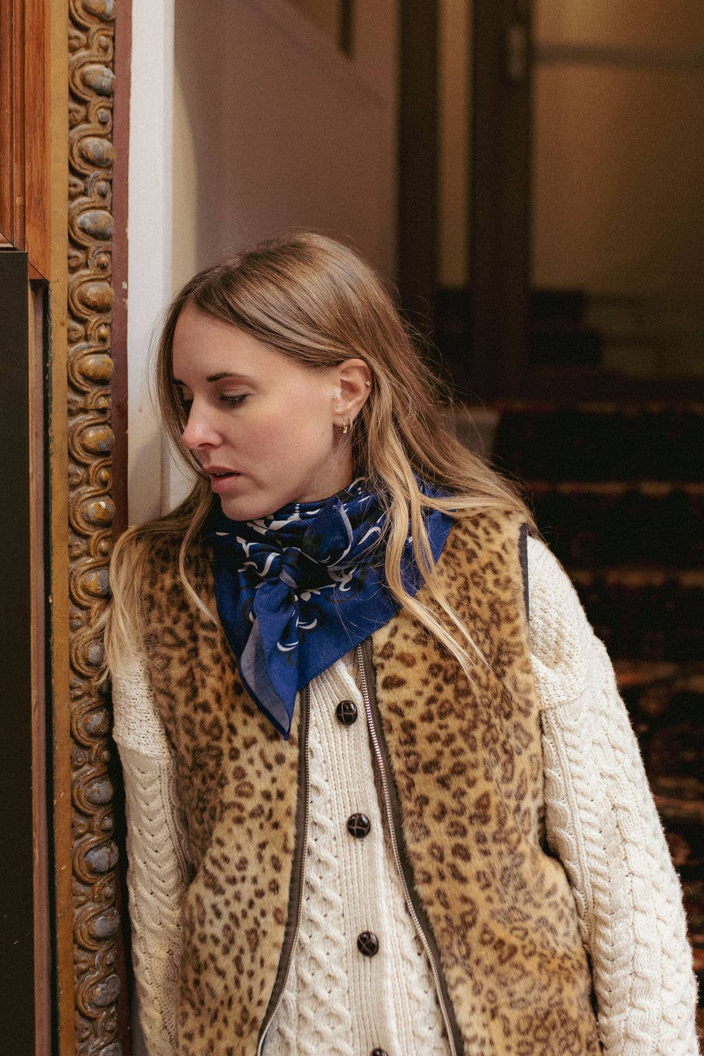 Maison Lecomte Flament - Venta al por mayor Bufanda - Mujer - Bandana LS azul marino2