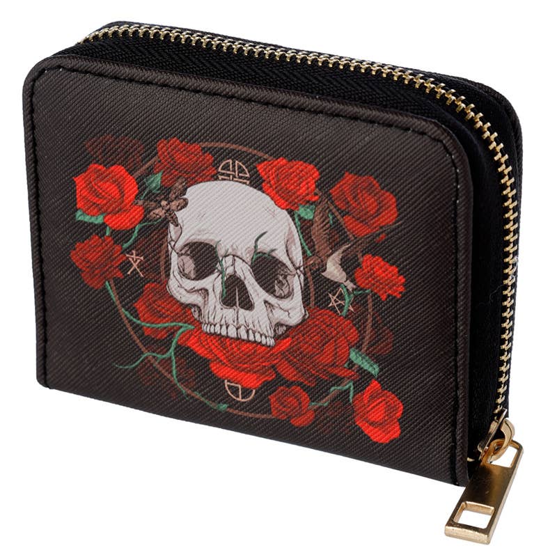 Puckator Ltd - Vente Portefeuille – unisexe - Petit porte-monnaie zippé Skulls and Roses2