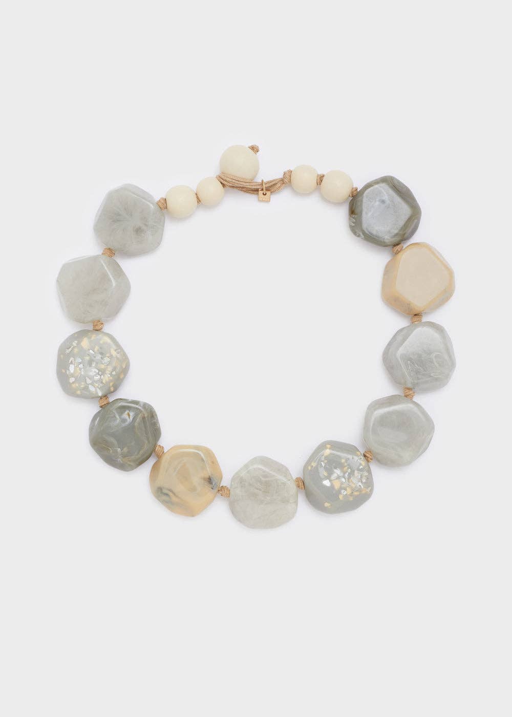 NALI' - Wholesale Beaded/Pearl Necklace - NECKLACE IN RESIN AND WOOD OFF-WHITE/GREY - N62