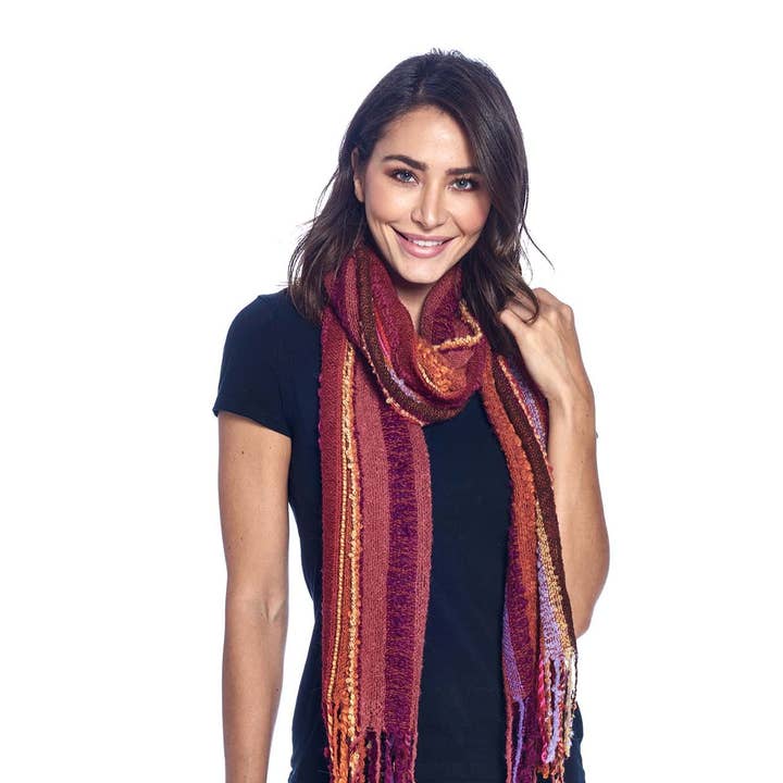 Alpaca Fringe Scarf - Boucle - Autumn for wholesale by Shupaca Alpaca