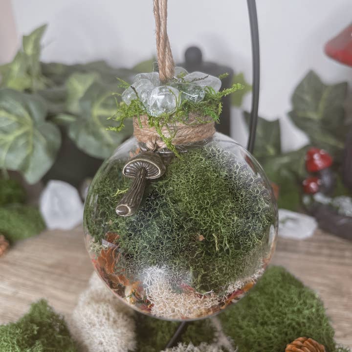 Moondust and Raven - Wholesale Decorative Tabletop Object - Forest Witch Ball, Witchy Decor, Cottagecore Mushroom Decor