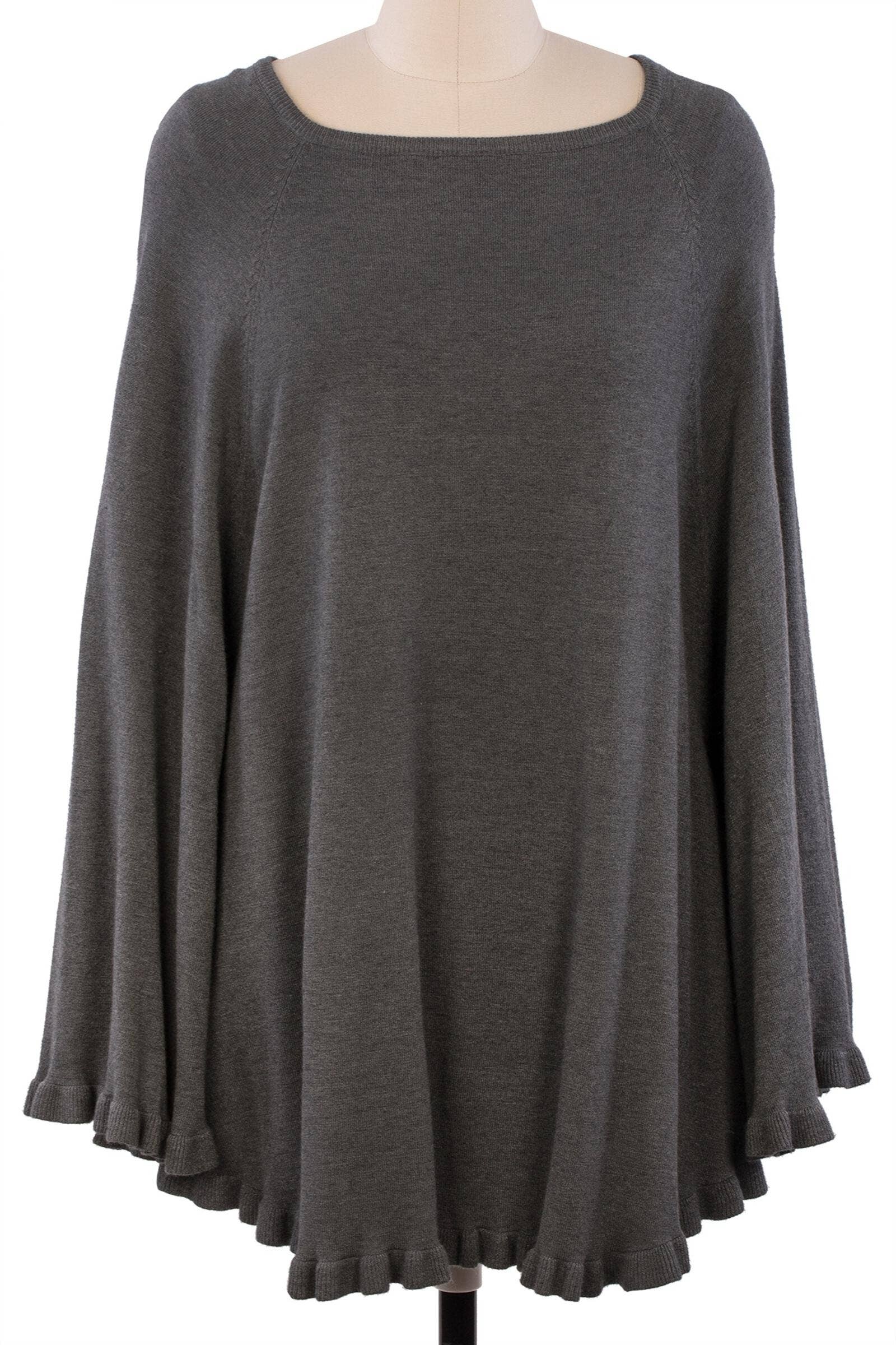 SAACHI - Wholesale Poncho - Women's - Talia Ruffled Hem Poncho Sweater14