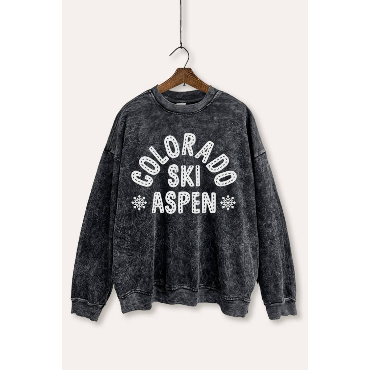 VINTAGE POINT USA - Wholesale Graphic Sweatshirt - Women's - COLORADO SKI ASPEN TYPOGRAPHY MINERAL WASH SWEATSHIRT4