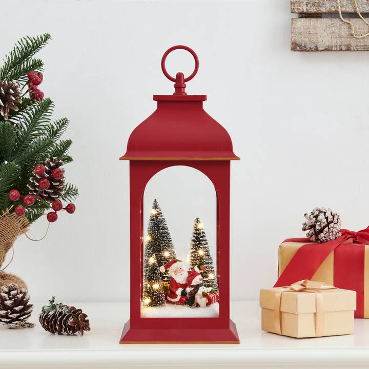 Danya B - Wholesale Christmas Decoration - Danya B. Tabletop Red Christmas Santa Winter Scene Lantern0
