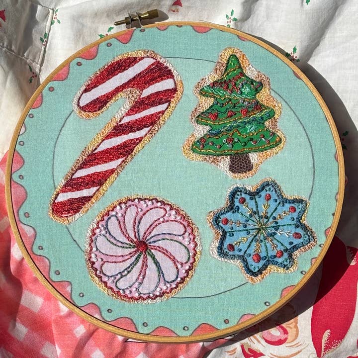 DIY Embroidered Christmas Cookie Ornaments Project Printed Sampler for wholesale by Dropcloth Samplers