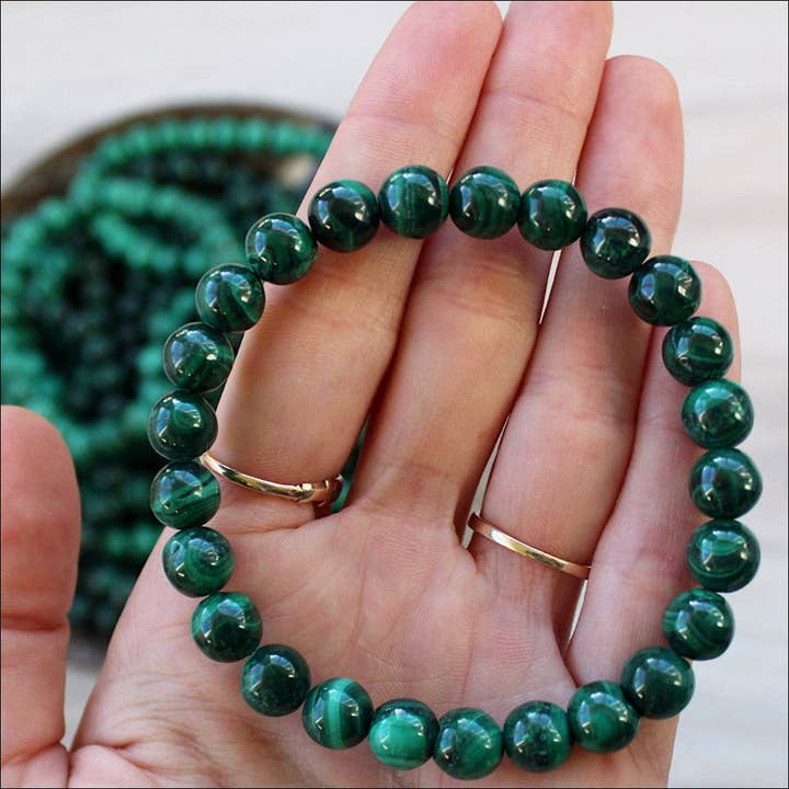 Pebble House - Wholesale Beaded Bracelet - Malachite Bracelet 4mm/6mm/8mm - Crystals & Stones1