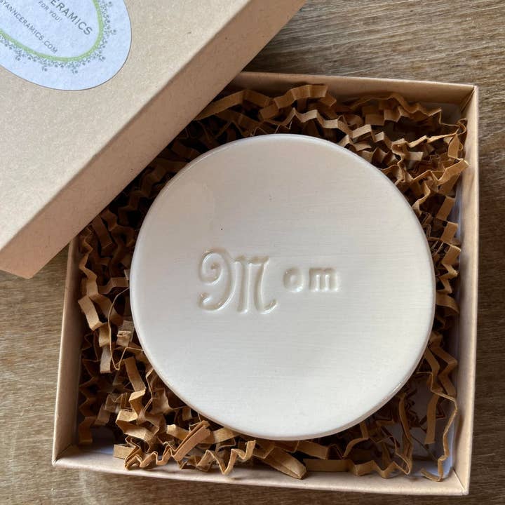 Mom Ceramic Ring Dish | Mother's Day Gift | Handmade Pottery for wholesale by Chrissy Ann Ceramics