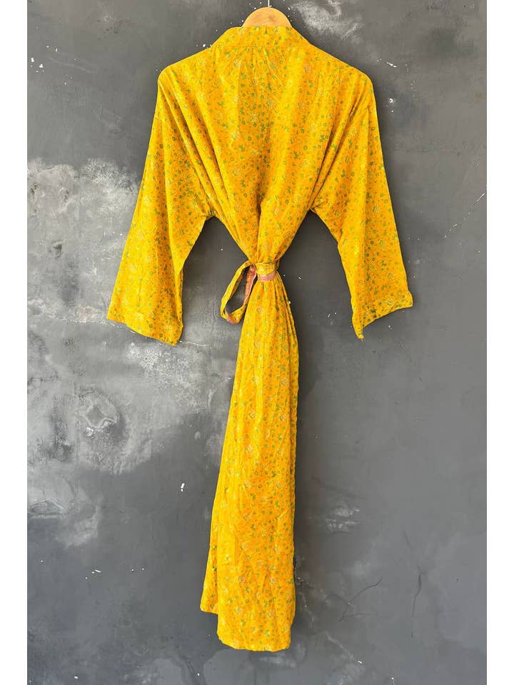 Bhawana Handicrafts - Wholesale Robe - Women's - Pure Silk Long Gown Women Kimono Silk Sari Robe Lounge Dress