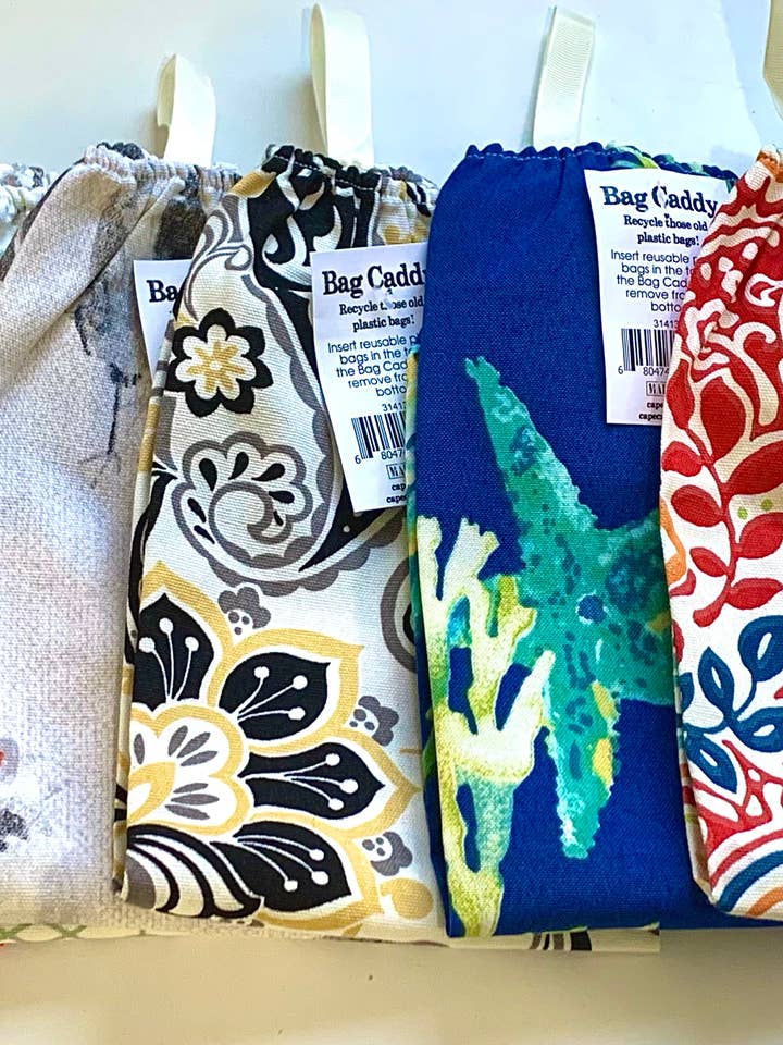Bag Caddy/ Plastic Bags Holder - assorted patterns for wholesale by Cape Crafter