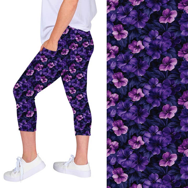 Plum Petals Deluxe Pocket Capri for wholesale by Natopia