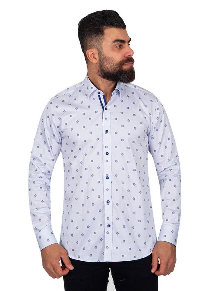 Circle Printed Pure Cotton Shirt for wholesale by Makrom