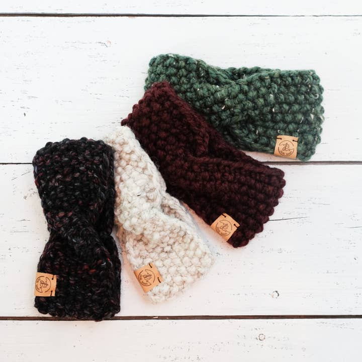 JackiBean - Vente Bandeau – femme - Bandeau Turban torsadé en tricot à la main6