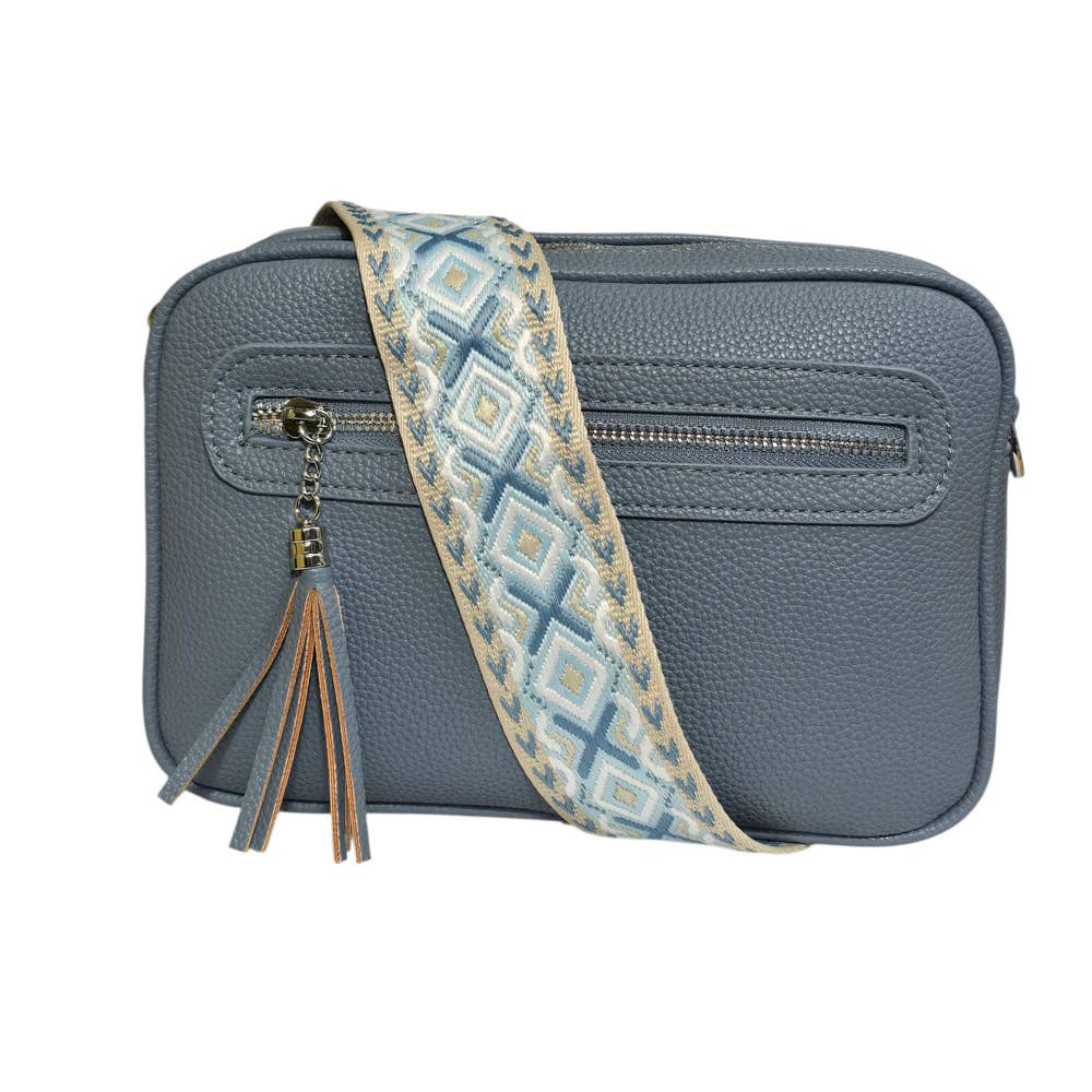 Strathurie – wholesale Crossbody bag – Women's – Faux Leather Two Zipped Camera Bag 7117 Blue0