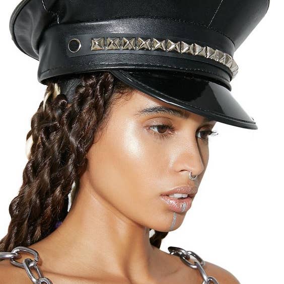 Funk Plus – wholesale Hattaccessoar - Dam – HT205-BS GUNMETALLIC STUDERAD KAPTENSKEPS