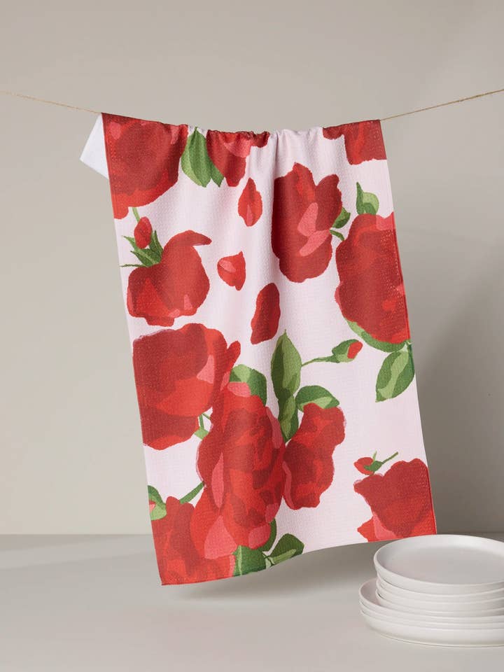 Whispering Roses Tea Towel for wholesale by Geometry