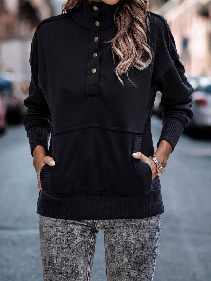 eLook - Wholesale Sweatshirt - Women's - SZ1-SW9112 Exposed Seam Henley Snap Sweatshirt4