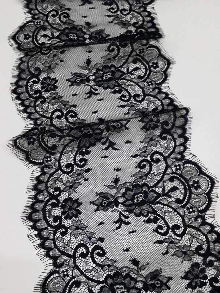 Encaje Negro con Ribete - Encaje Nupcial Francés WDL6032 - WDL6032 para venta al por mayor de Lace To Love
