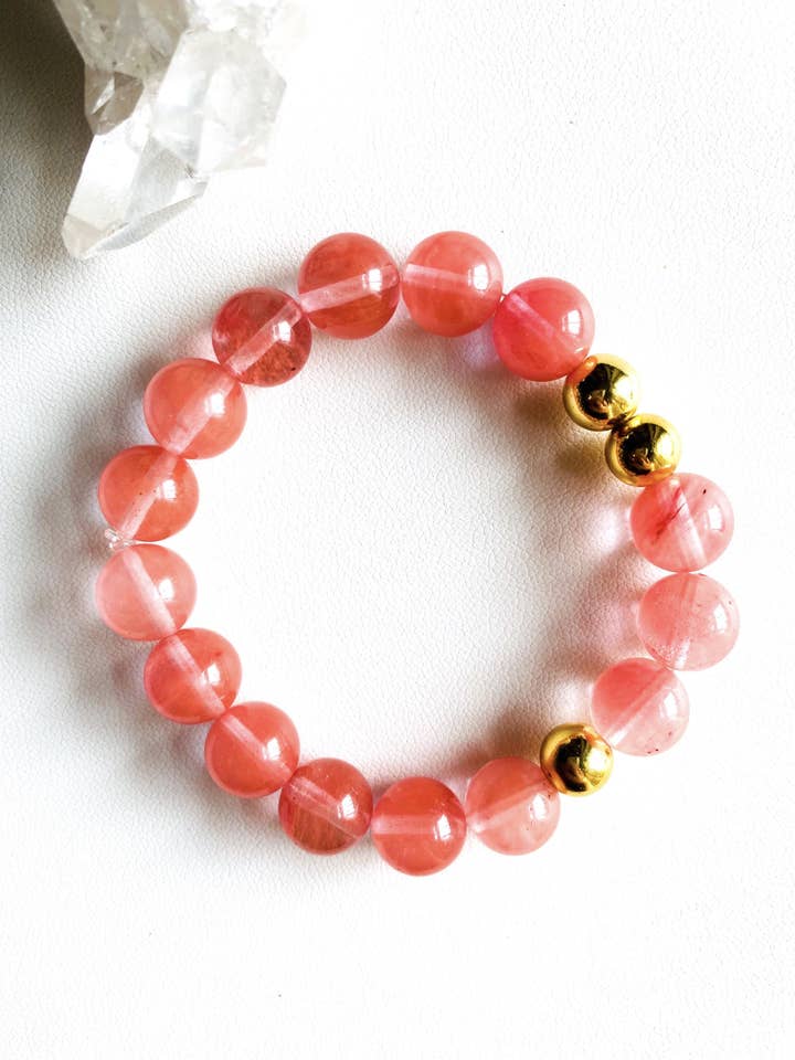 Cherry Quartz Mala Bracelet for wholesale by Maple + Love