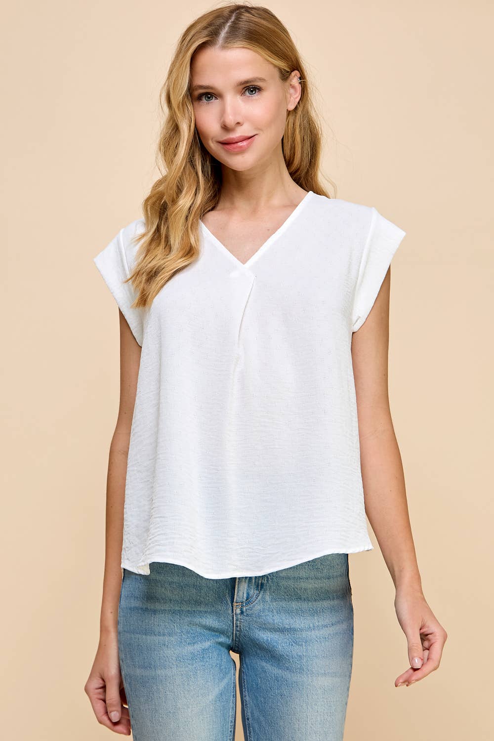 Les Amis - Vendita all'ingrosso Camicetta - Donna - Top con scollo a V testurizzato solido1