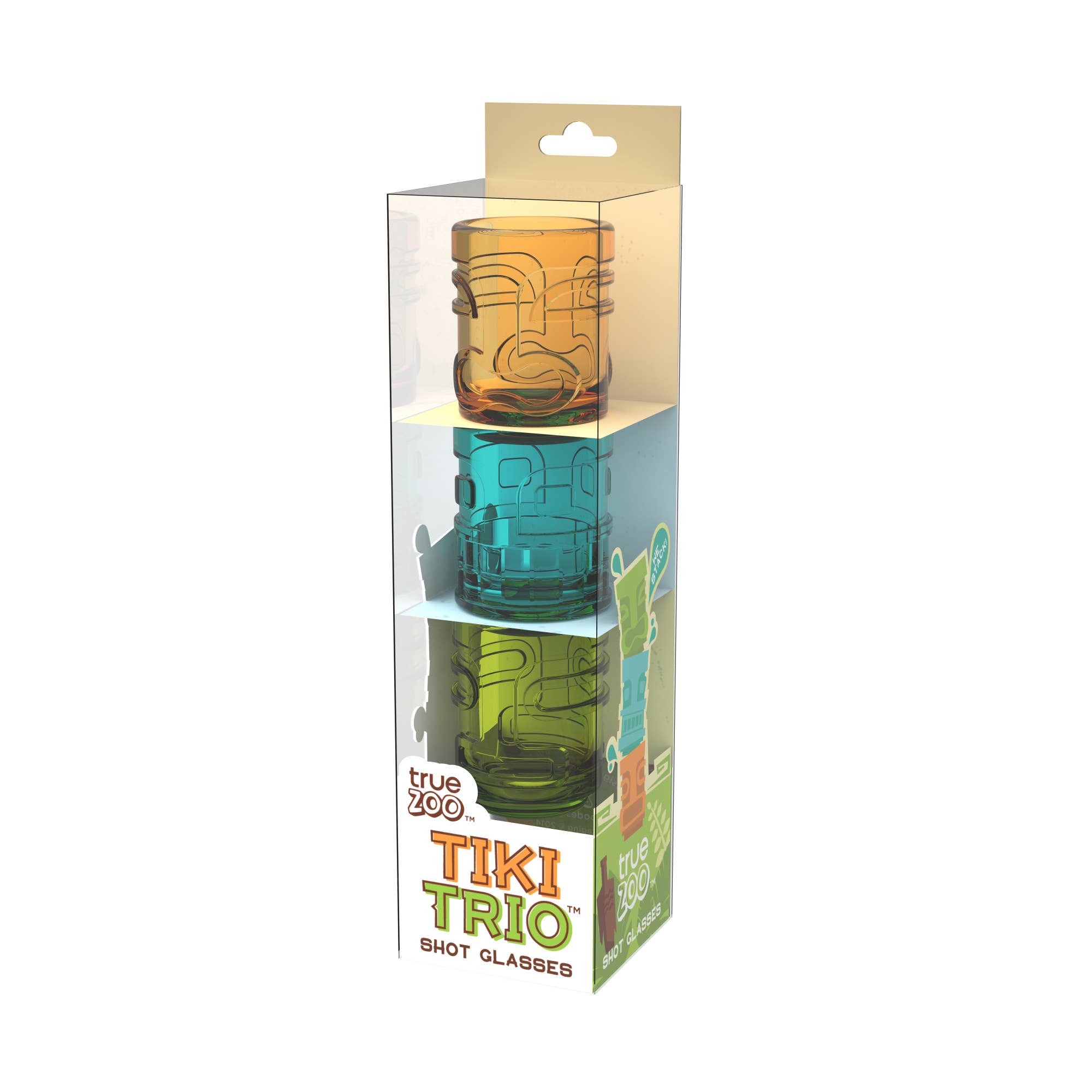 TRUE - Wholesale Shot Glass - TrueZoo Tiki Trio Shot Glasses in Assorted Colors Set of 31
