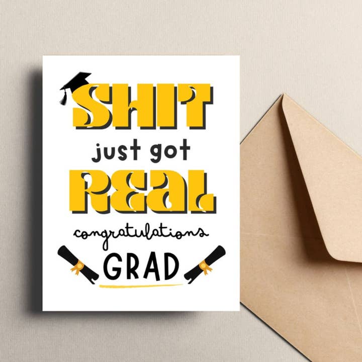 A Merda Ficou Séria Parabéns Cartão de Felicitações para o Graduado por atacado de Feira Pop