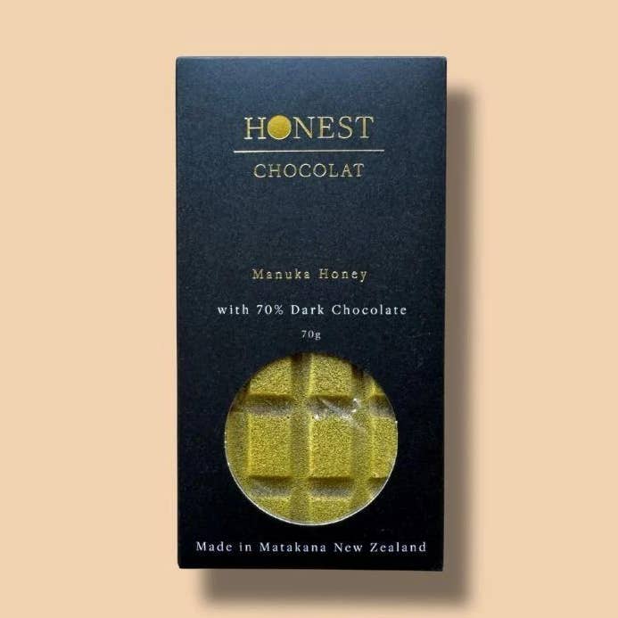 Manuka Honey - Dark Chocolate Bar - 70% Cacao for wholesale by Honest Chocolat
