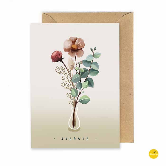 wenskaart sterkte - bloemen vaasje voor wholesale door illustralies