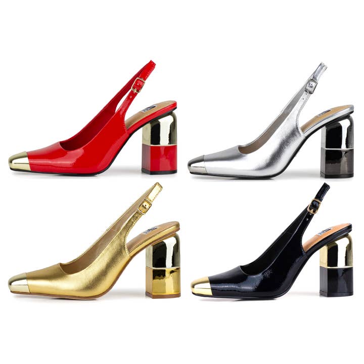 Slingback de tacón bicolor de metal Nova para venta al por mayor de LADY COUTURE