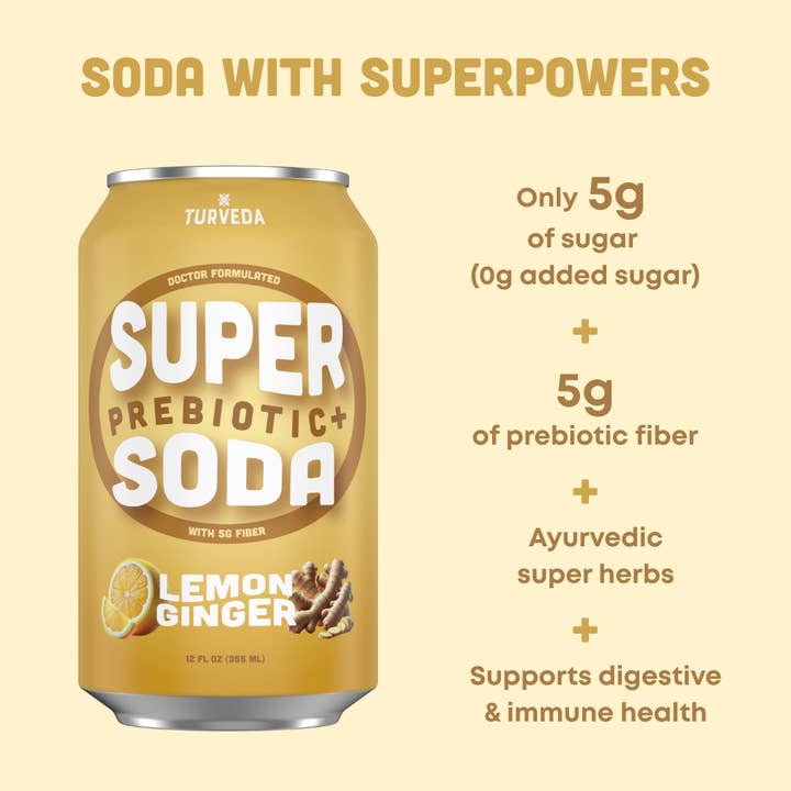 Turveda Prebiotic SUPER SODA - Limão Gengibre por atacado de TURVEDA