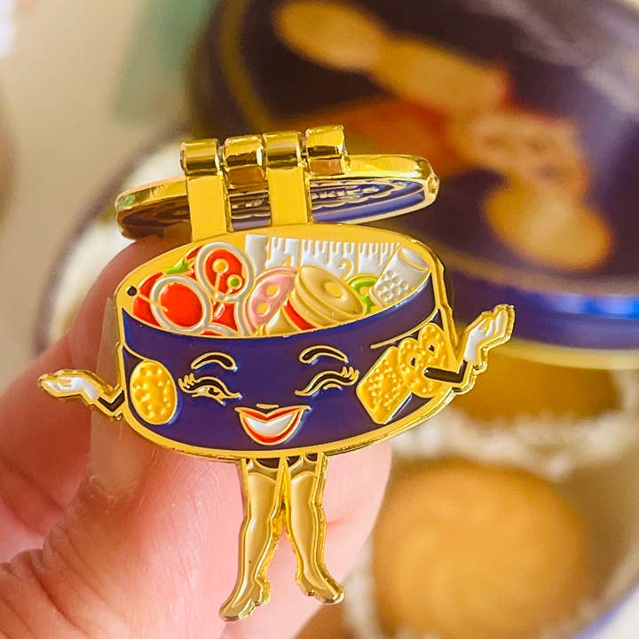Kitschy Delish - Wholesale Lapel Pin/Button - Cookie Tin, enamel pin that opens
