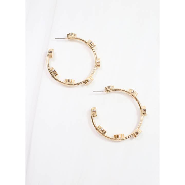 Caroline Hill - Wholesale Hoop Earrings - Stevens Clover Hoop Earring Gold