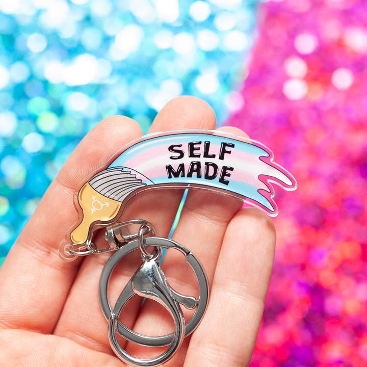 Self Made LGBTQ+ keychain for wholesale by Crafty Queer Studio