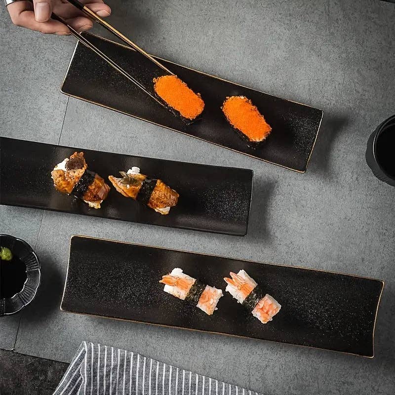 Huis Van Merken - Wholesale Dinner Plate - 2PCS Japanese Sushi Platters – Rectangular Ceramic Plates for Sushi & BBQ2