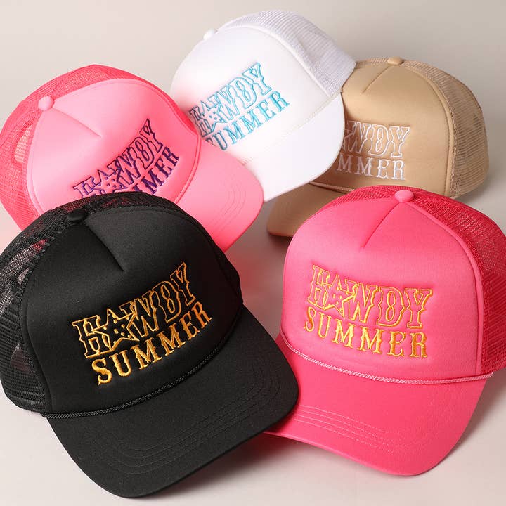 Howdy Summer Text Embroidery Foam Trucker Hat for wholesale by Fashion City