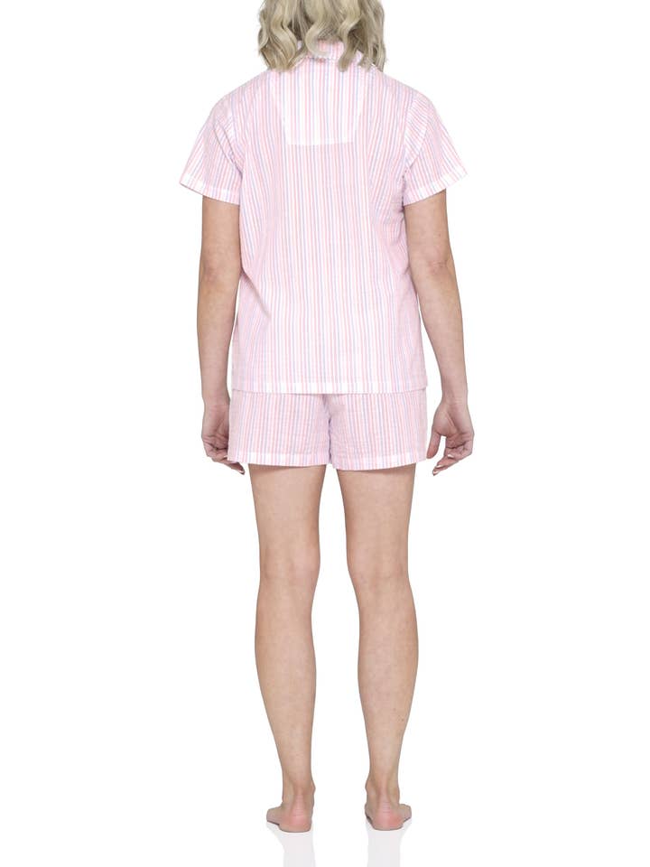 Magnolia Lounge - Wholesale Sleepwear set – Women's - Valencia Stripe Cotton Shortie Pyjama Set2
