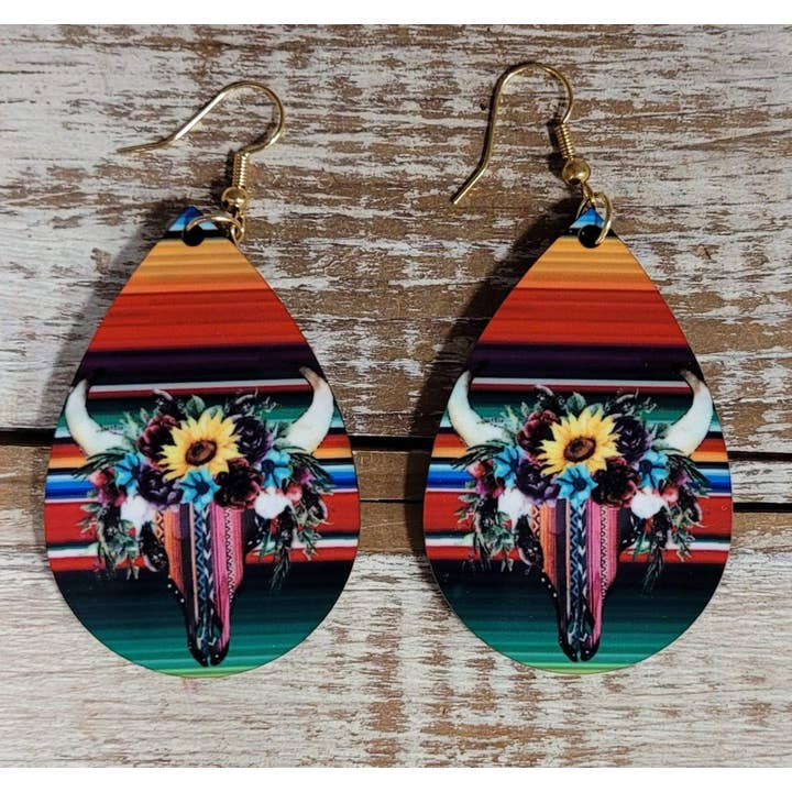 Small Town Creations - Wholesale Dangle Earrings - Serape Bullhead Earrings