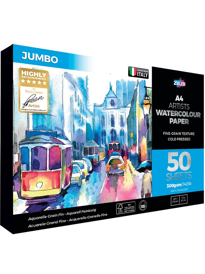 A4 Artists Watercolour Paper Fine Grain 50 Sheets Jumbo for wholesale by Chartpak, Inc.