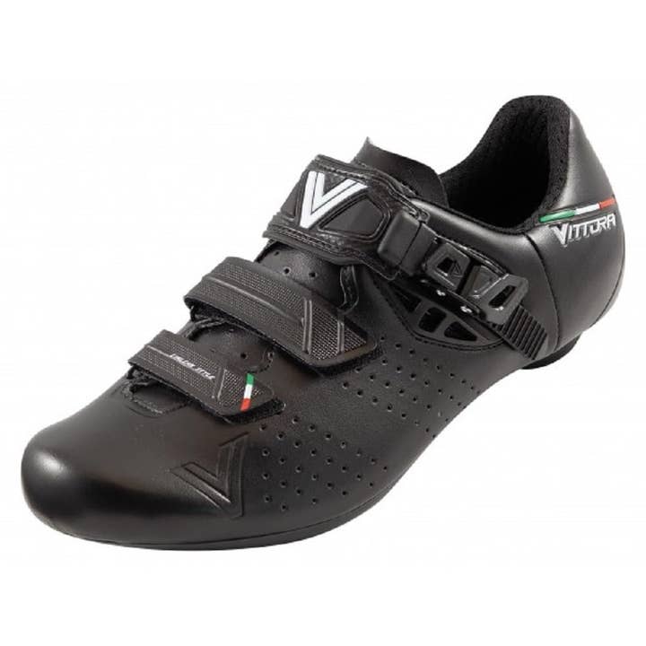 Chaussures de cyclisme sur route Vittoria Hera, semelle SPD 3 boulons, noir pour la vente par Apparel Now