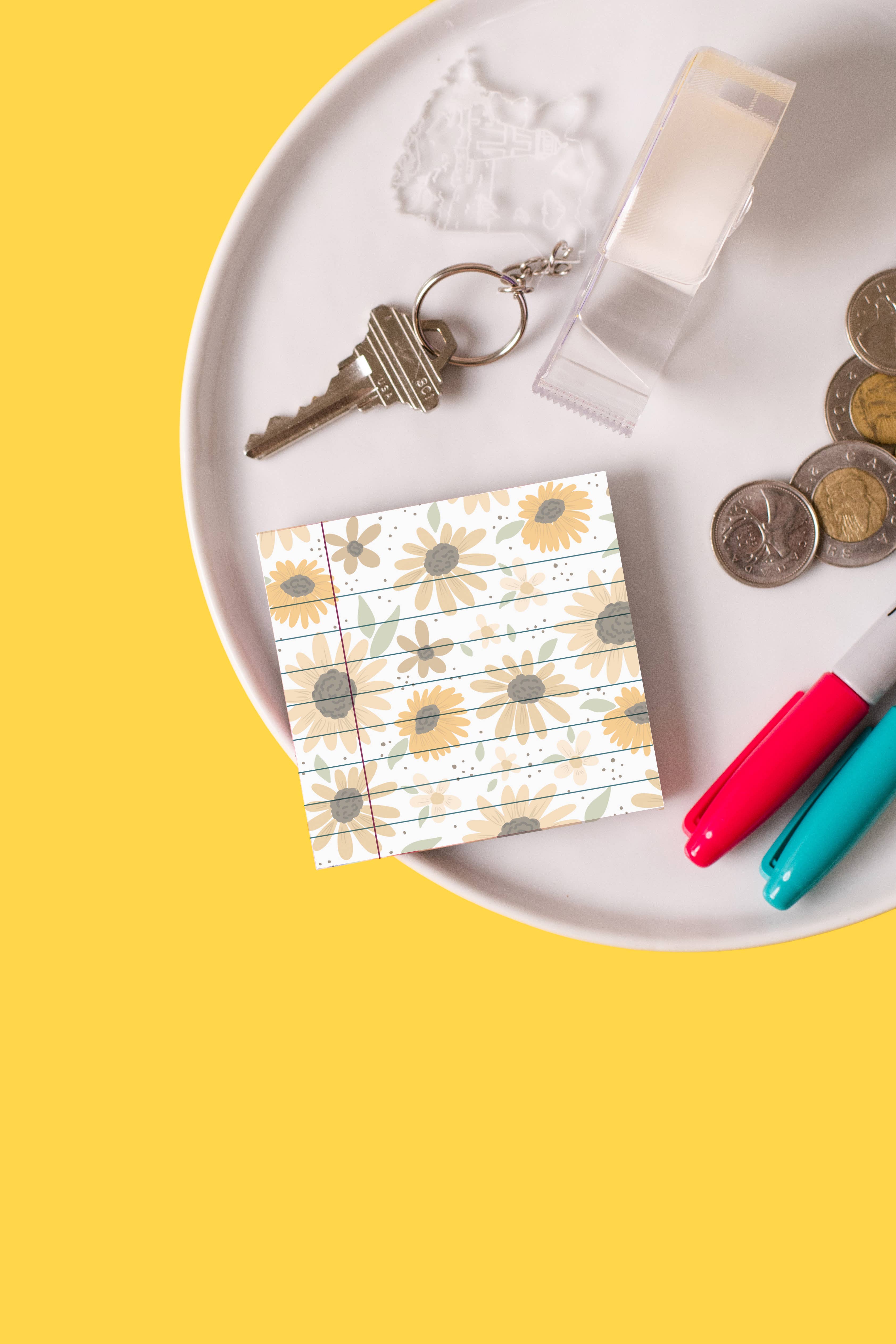 Jaybee Design - Vente Notes autocollantes/post-it - Notes autocollantes florales jaunes simples1