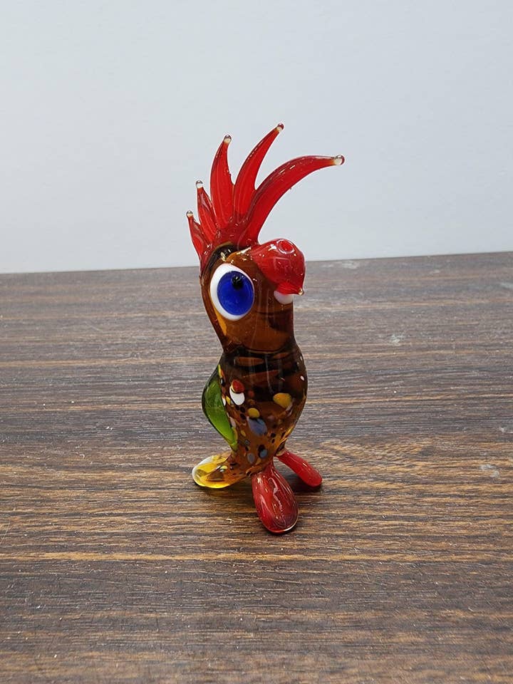 Naturally Colored Glass Figurine - Handcrafted - Parakeet Design for wholesale by Glass by Iness