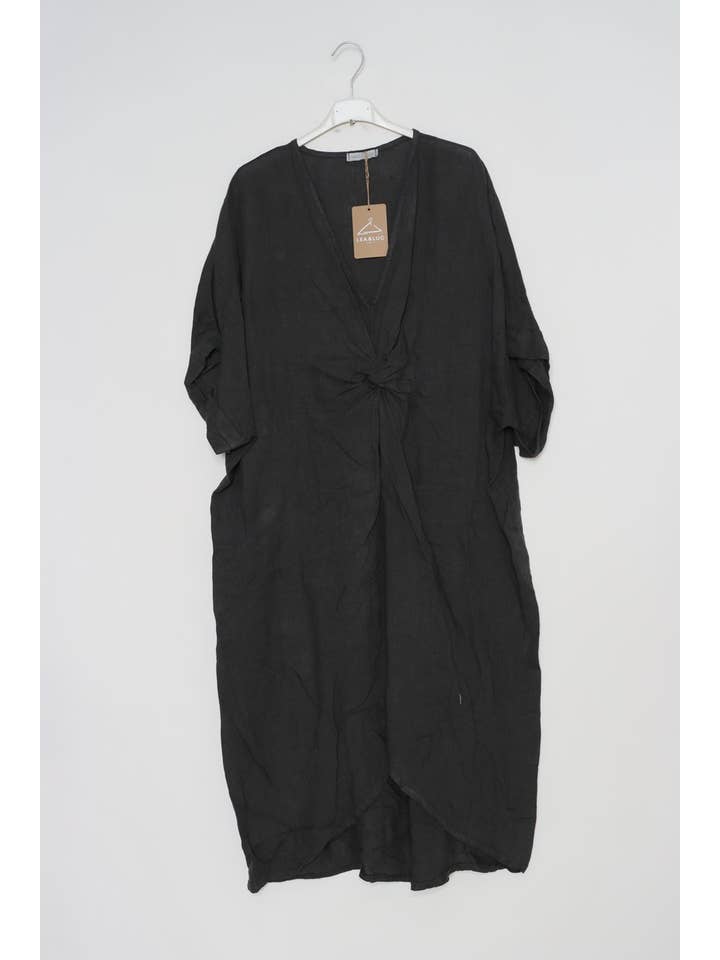 LÉA & LUC - Wholesale Dress - Women's - Long dress with V-neck 100% linen REF. 71855