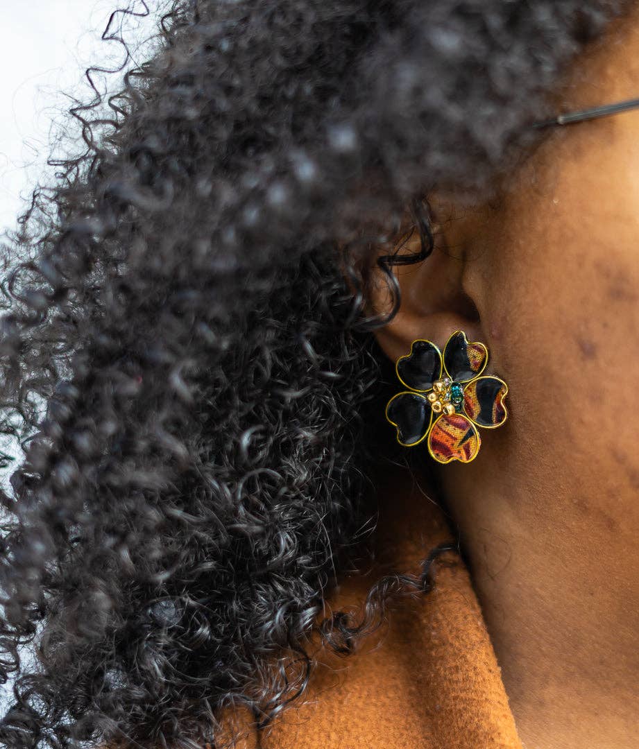 Perennial Peaces - Wholesale Stud/Post Earrings - Black Afrocentric Stud Earrings3