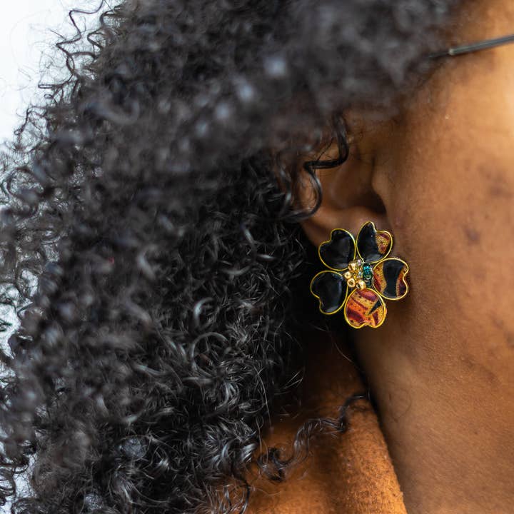 Perennial Peaces - Wholesale Stud/Post Earrings - Black Afrocentric Stud Earrings3