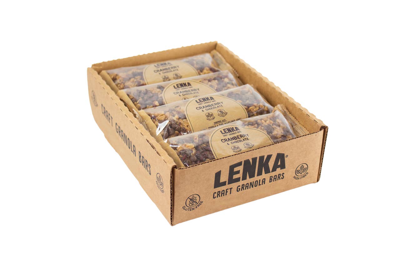 Lenka Craft Granola Bars - Wholesale Snack Bar - Cranberry Chocolate Granola Bar - High Fiber, Gluten-Free1