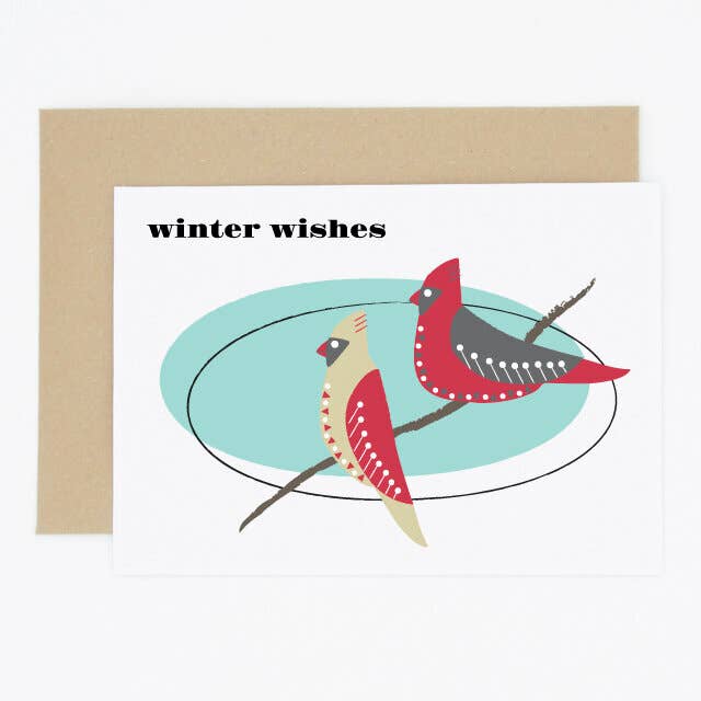 Cartão de férias dos cardeais modernos do meio século por atacado de Madame Annie et Fils