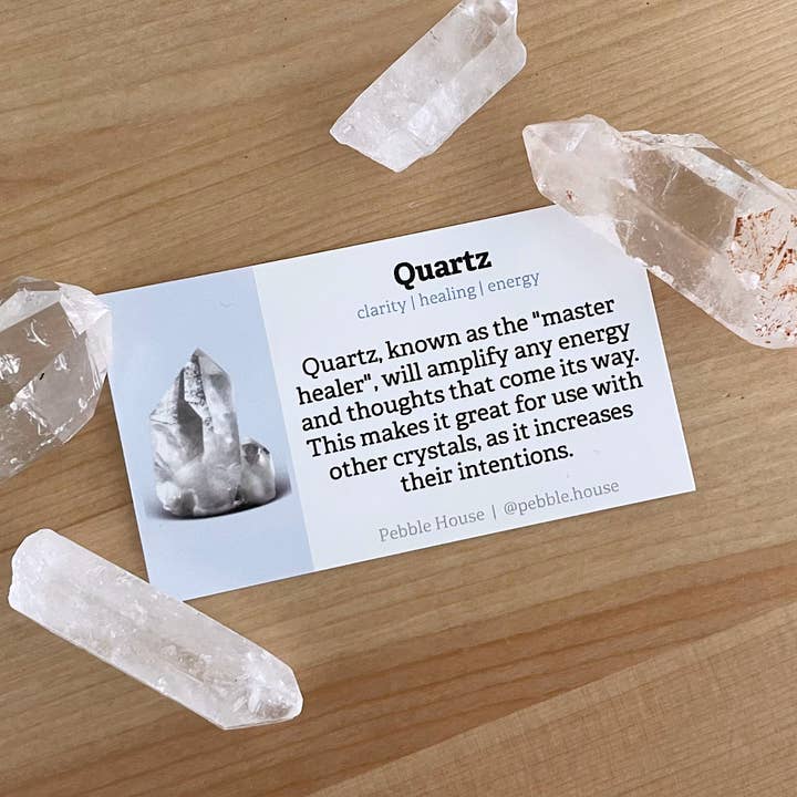 Quartz - Scheda informativa cristallo (confezione da 50) per la vendita all'ingrosso da parte di Pebble House