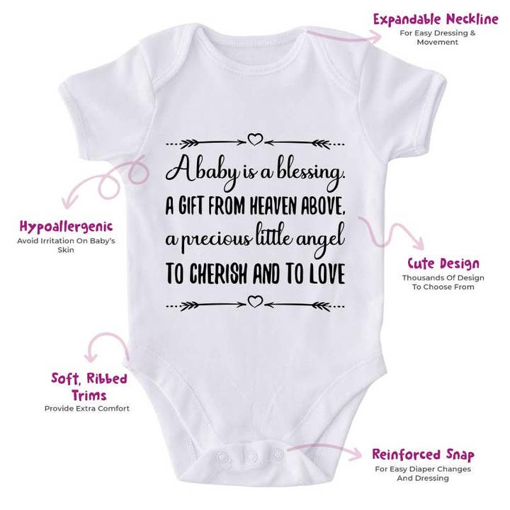 NewBabyWishes - Wholesale Bodysuit (Non-Footed) - Baby - A Baby Is A Blessing A Gift From Heaven Above
