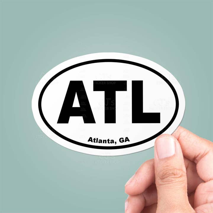 Atlanta, Georgia ATL Oval klistermärke Vinyl Dekal för wholesale av CJ's Sticker Shop